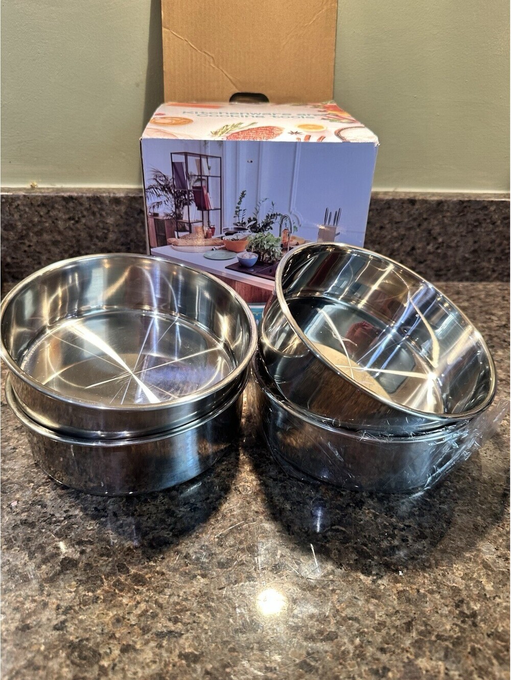 LANYU 4 Pack Stainless Steel Round Cake Pan 6 Inch Cake Pans Set Baking Mold